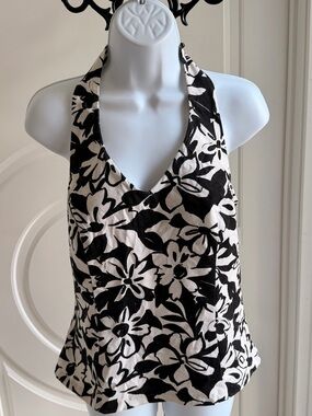 Studio Y Black and White Floral Halter Camisole Size L